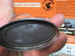 Vintage Marbles Gun Cleaning Kit NITRO SOLVENT LEAD TOP Oil Tin Pad Box Full ROD