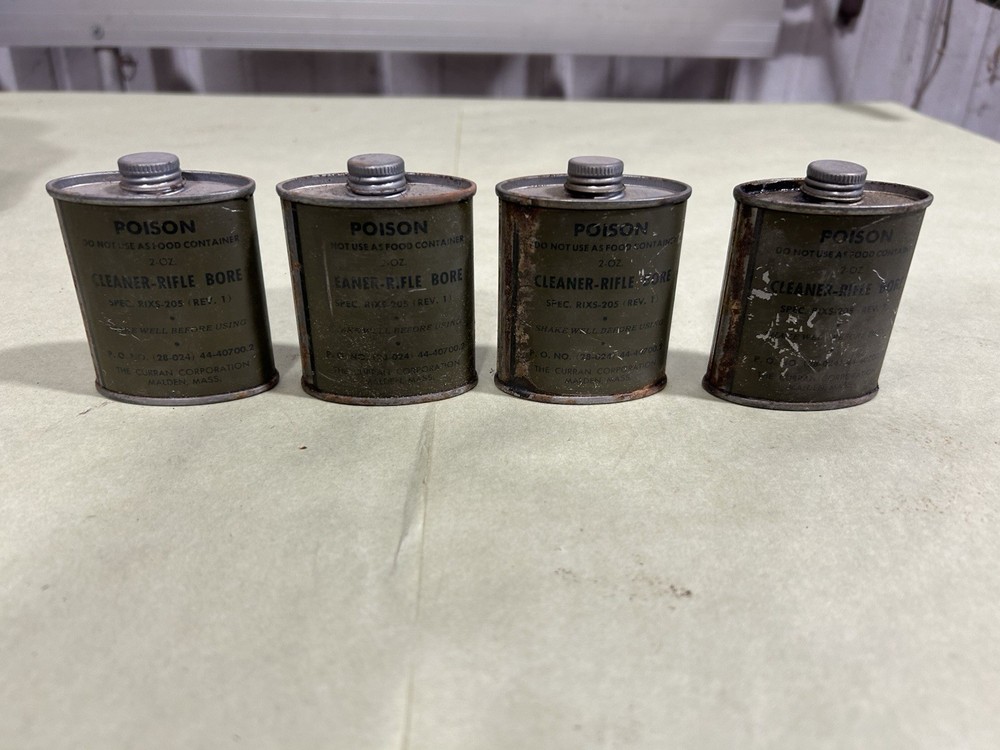 4 Vintage Military Bore Cleaner 2 Oz Cans Curran Corp Malden Mass