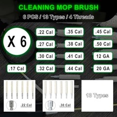 6pcs Gun Cleaning Brushes Shotgun Cotton Mop Brush Pistol Cleaning Kit for 22 Ca