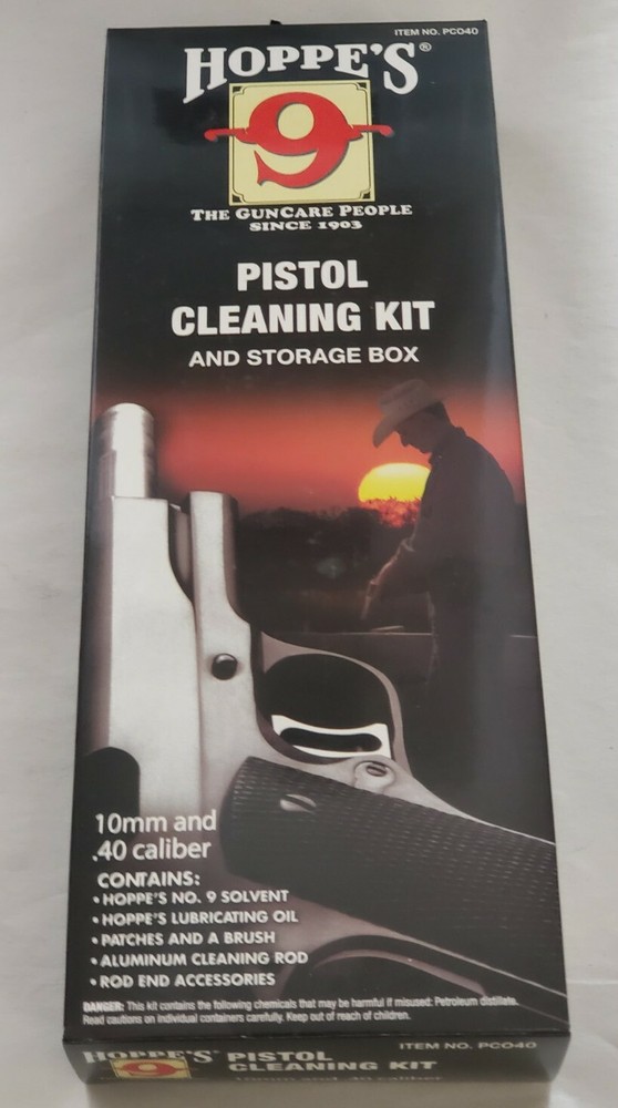 Hoppes .40 Caliber 10mm Pistol Cleaning Kit Gun Cleaner Rod Brush Patches PC040