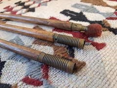 Two Antique 19th Cent Oak Wood and Threaded Brass End Rifle Barrel Cleaning Rods