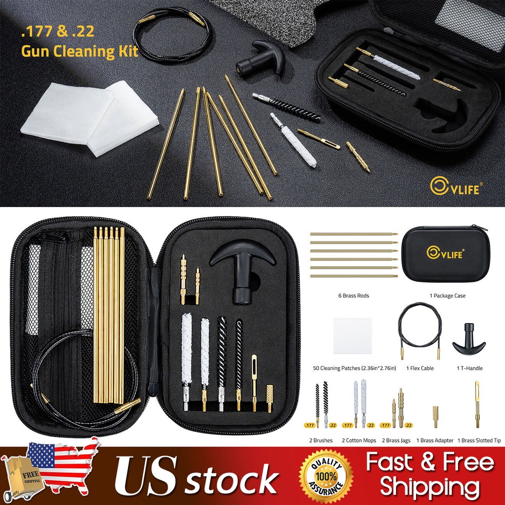 18pcs .177/.22lr/5.56mm/223 Rifle Gun Cleaning Kit Nylon Brush Cleaner with Case