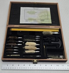 Used Gunmaster Model # UGC 76W Universal Cleaning Kit in Wood Box.