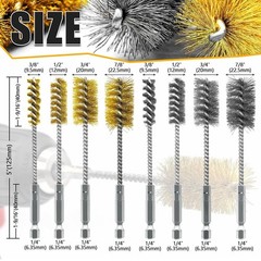 8 Pcs Drill Wire Bore Brush Set Wire Brush for Drill Bore Brush W8M43246
