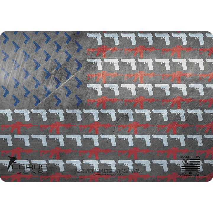 Red White & Blue Gun Flag Pro Mat Handgun Gun Cleaning Mat Cerus Gear