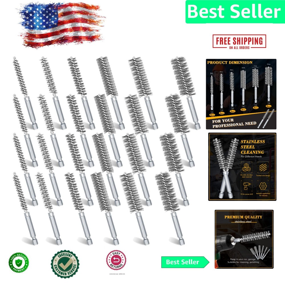 Durable Stainless Steel Bore Brushes – 24 Piece Set for Effective Rust Removal