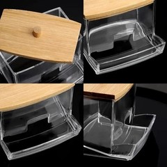 Cotton Swab Storage Box Double Head Buds Container Transparent Square Organize