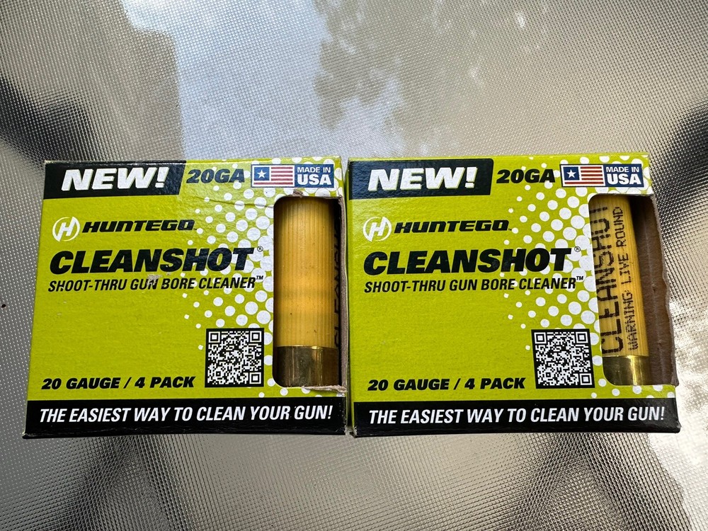 Huntego Cleanshot 20 Gauge. Shoot-Thru Gun Bore Cleaner 8 Count, 2 Boxes Of 4