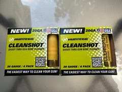 Huntego Cleanshot 20 Gauge. Shoot-Thru Gun Bore Cleaner 8 Count, 2 Boxes Of 4