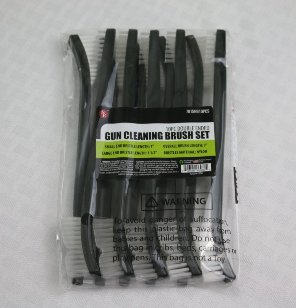 10 SE 7″ Double Ended Gun Cleaning Brush Set Nylon Bristles Brushes 7615NB10PCS