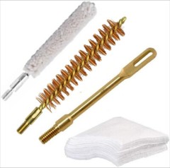 30/32 Caliber Rifle Pistol Bore Brush Kit Mop Patch Holder, Bronze Brush Patches