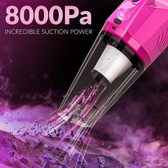 Car Cleaning Kit, Car Vacuum Detailing Kit Interior with High Power Pink