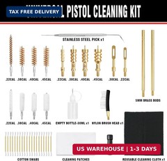 Gun Cleaning Kit Universal Handgun Cleaning Kit .22,.357/.38/9mm,.45 Caliber Pis