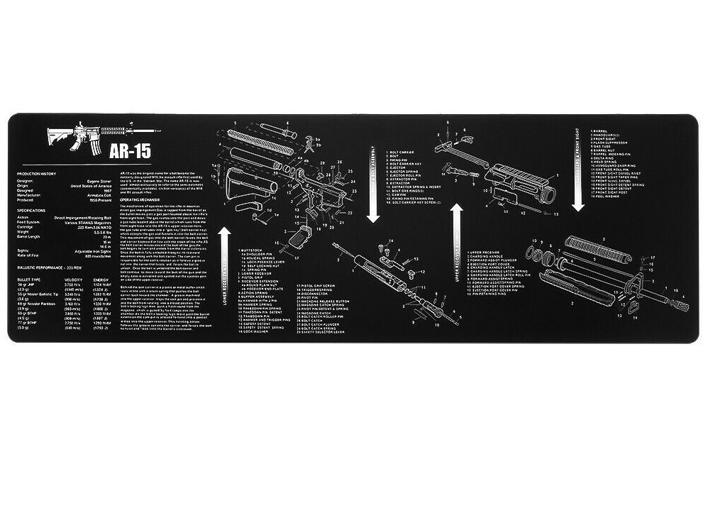 Gun Cleaning Mat Pad – Full Diagram & Parts List – 36″x12″ – Padded – CM15