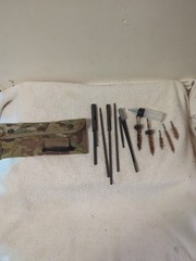 Camouflage Gun Cleaning Kit with Case, Brushes, Rods, Pre-owned