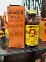 Vintage Hoppe’s No. 9 Nitro Powder Solvent Bottle Partial Contents Original Box