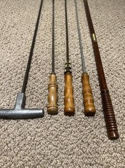 Lot Of 5 Gun Shotgun Wooden Handled Brass Steel Long Cleaning Rods