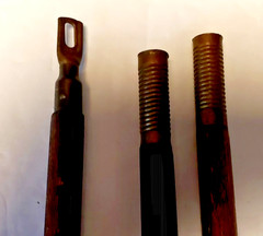 Antique 3 Piece Wood Rifle Gun Shotgun Cleaning Rod w/ Brass Fittings 36″