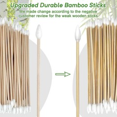 200 Pcs 6 Inch Gun Cleaning Cotton Swabs with Double Pointed Tips, Strong Bamboo