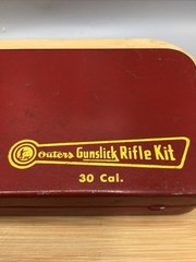 Used Vintage Outers Gunslick Rifle Gun Kit. Red Metal Box. No. 477. 30 Cal.