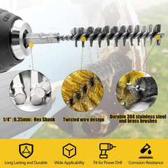 16-Piece Bore Brush Set – 304 Stainless Steel & Brass Drill Wire Bore Cleaning B