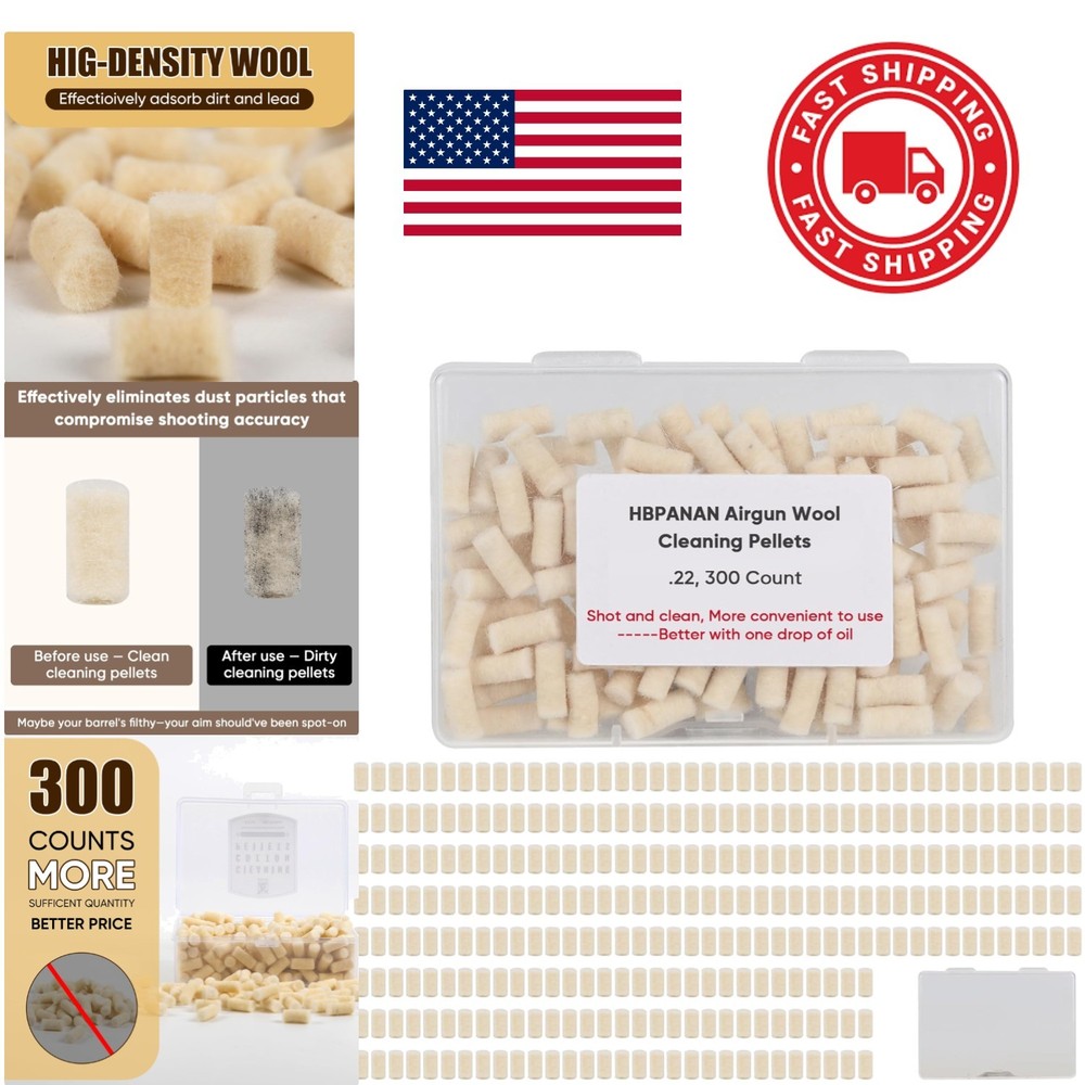 High Quality Wool Felt Cleaning Pellets for 22 Caliber Gun Maintenance 300 Count