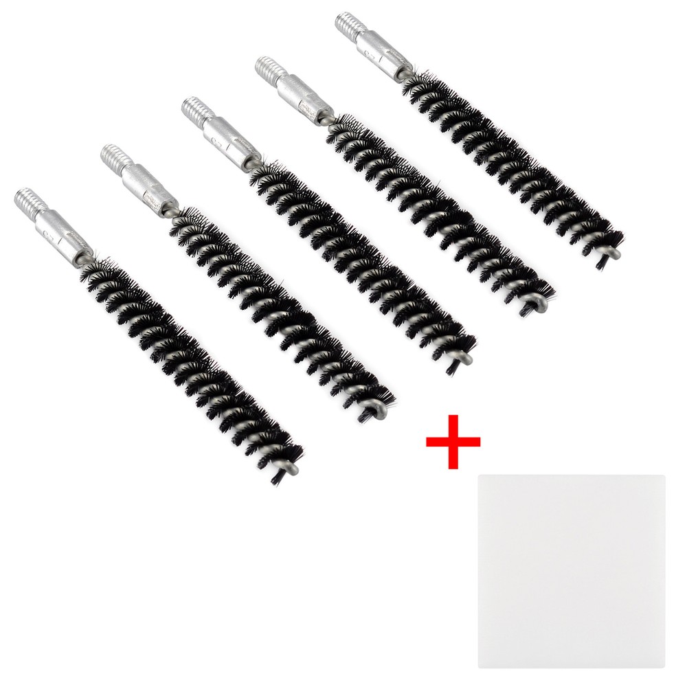 .250 cal 5 Pack Nylon Bristle Bore Cleaning Brush 8×32 Thread with 50 Patches