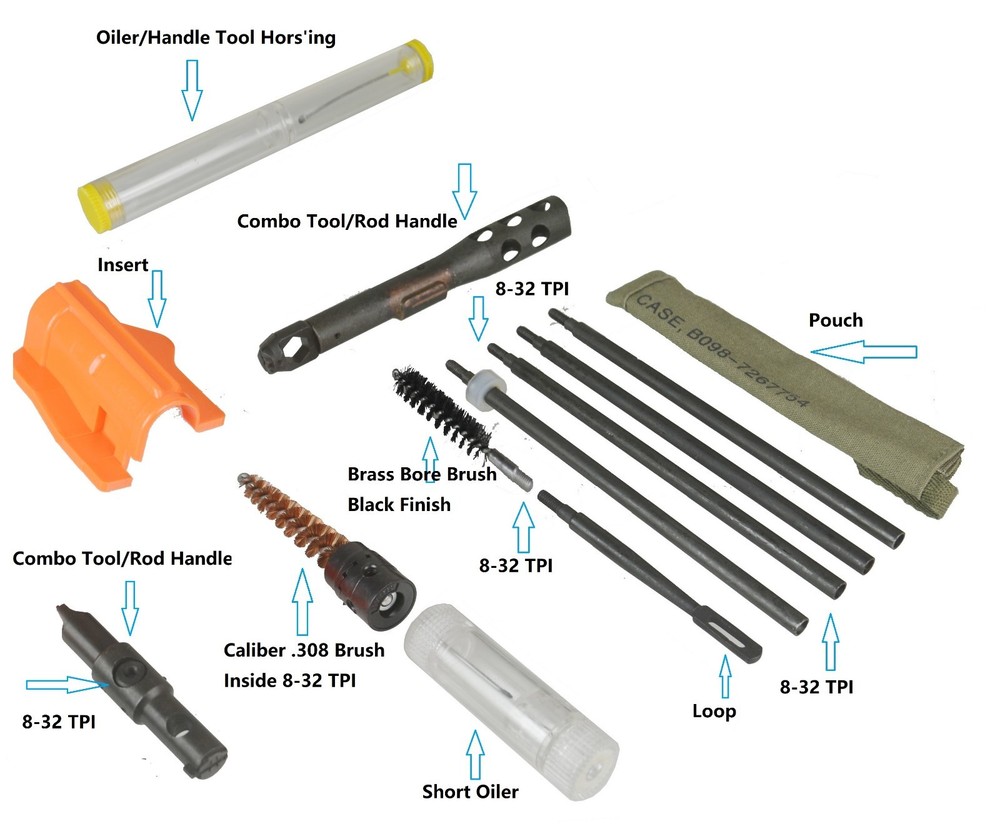 Big Set M1Gr Cleaning Kit,Rods,Brush Insert,2 Oiler, and Combo Tool/Rods Handle