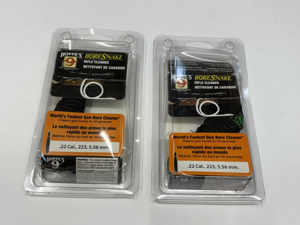 Hoppe’s Bore Snake Rifle Cleaner for .22 Cal., 223, 5.56 mm Brand New Two Packs