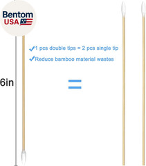 200/400 Pcs Gun Cleaning Swabs with Double Pointed Tips, 6 Inch Sturdy Bamboo St