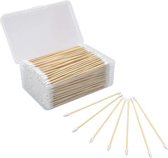 Cotton Gun Cleaning Swabs 6″ w Bamboo Handle&Case,Pointed & Round Tips (500 pcs