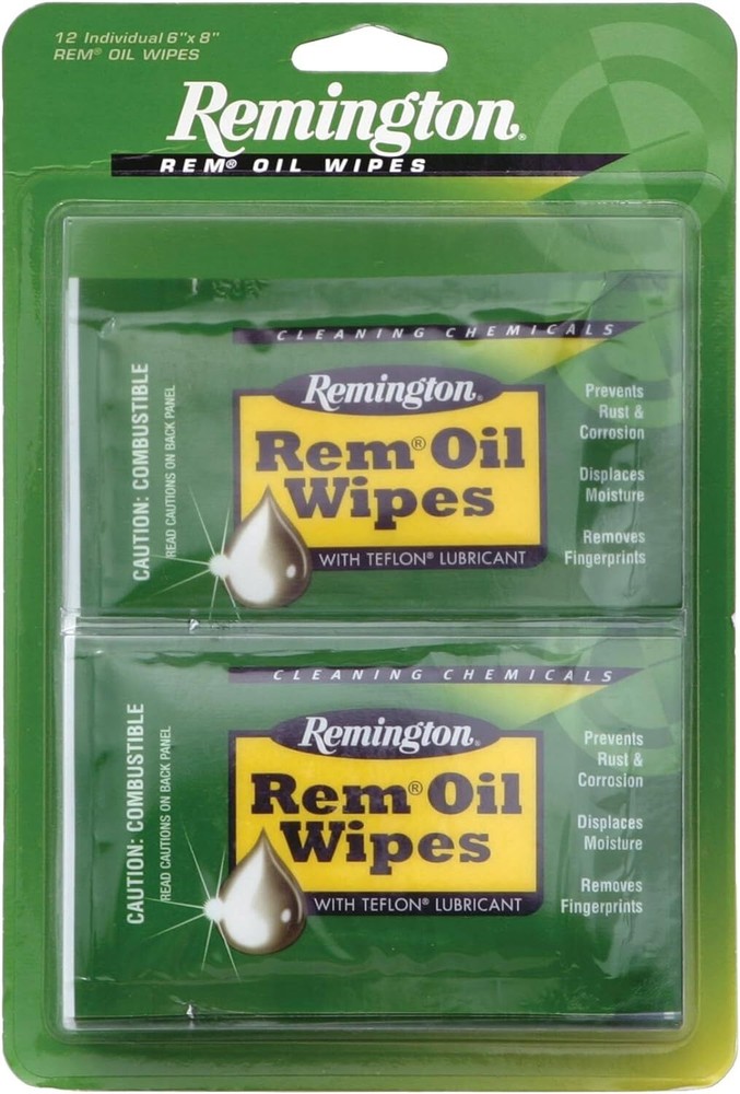 Remington Convenient 6″ x 8″ Rem Oil Wipes Teflon Lubricant 12 Pack 18411