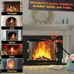 Chimney Sweep Kit, Chimney Cleaning Kit with 9 Flexible Chimney 30 Feet Black
