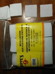 High-Quality 38-.45 Cal Cotton Cleaning Patches – 500 Patches in Poly Bag