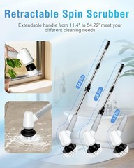 Electric Spin Scrubber Cordless Bathroom Shower Scrubber Adjustable Handle 8 Bru