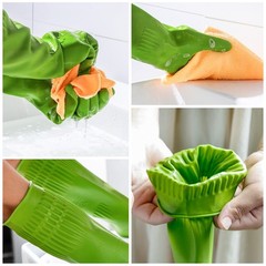 IUCGE Rubber Dishwashing Gloves 6 Pairs Kitchen Cleaning Long Reusable Durable S