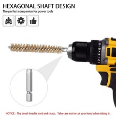 8 Pcs Brass Bore Brush Bristles Cleaning Brush with 1/4 Inch Hex Shank