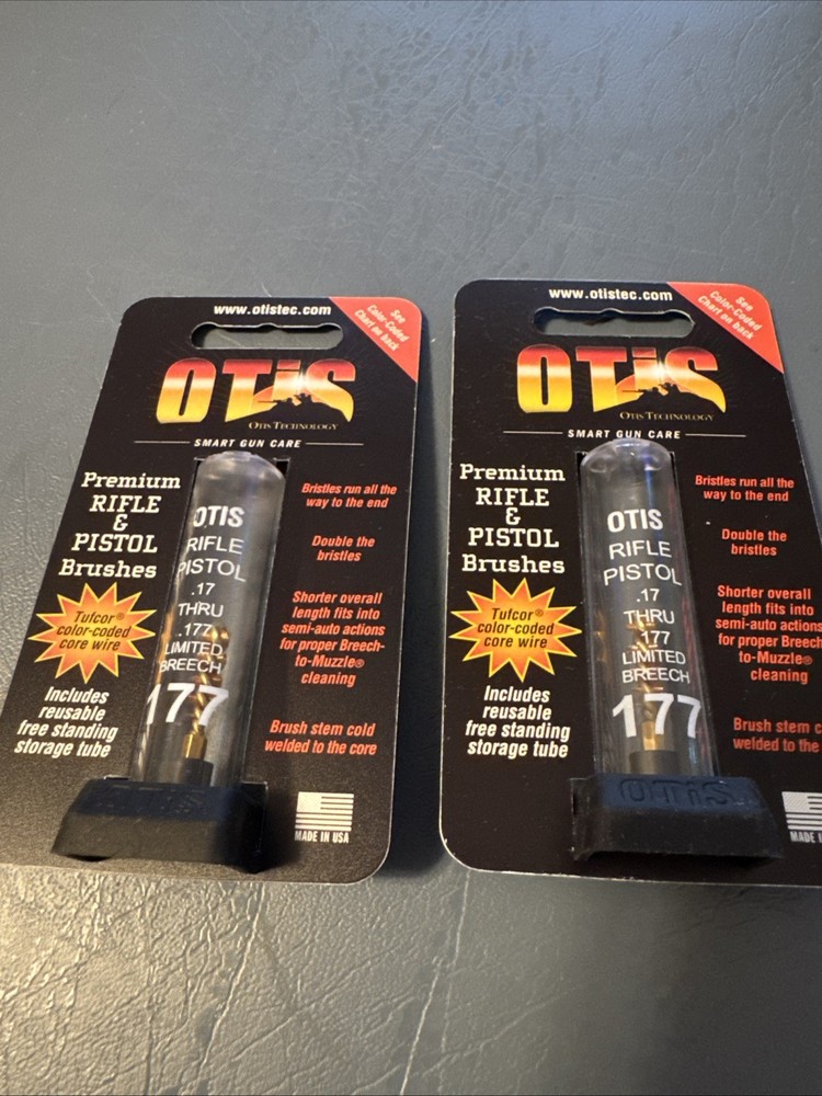 Otis .17 Thru .177 Rifle Pistol 17 Caliber Short Brush 5-40 Thread Base QTY 2