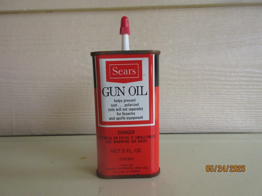 Vintage Sears Roebuck Handy Oiler Gun Oil 3 oz Tin Can Collectible USA