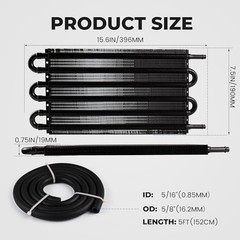 5/16″ Transmission Oil Cooler, Aluminium 6 Pass Tube & Fin Cooler Kit – 6 Row