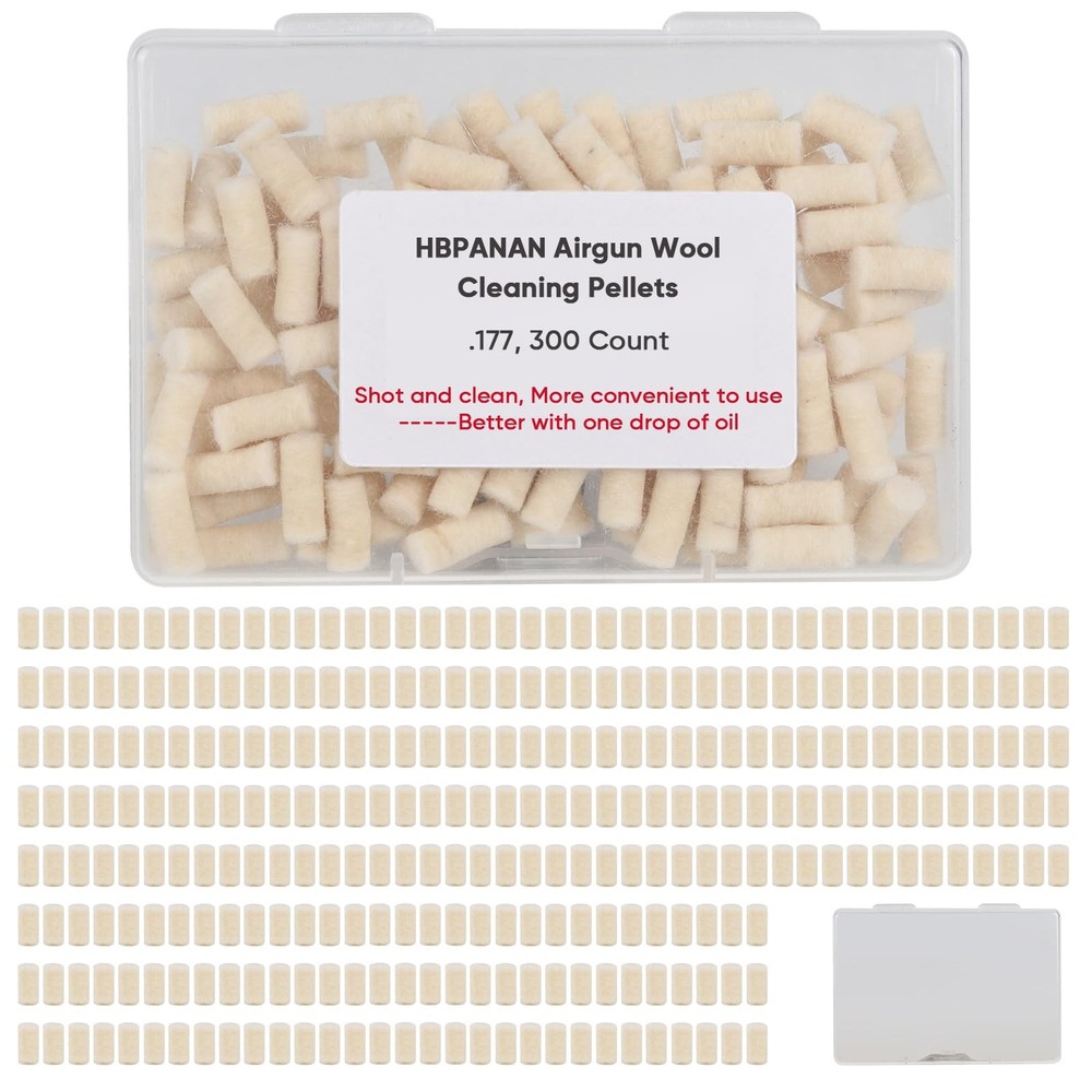 .177 Caliber Cotton Felt Cleaning Pellets, 300 Counts with Storage Box,