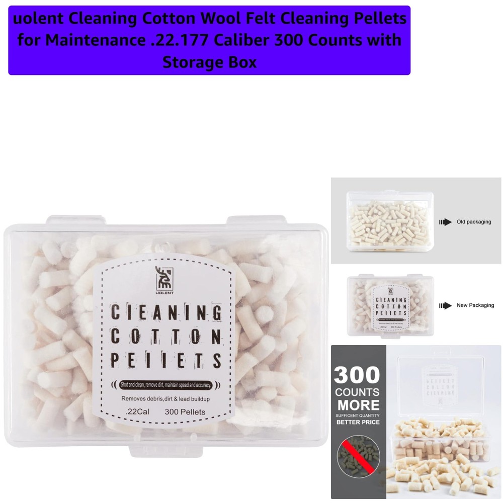 .22 Caliber Cleaning Wool Pellets – 300 Count with Convenient Storage Box