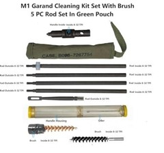 M1 Garand Buttstock Cleaning Kit Set,Oiler Brush 8-32 TPI 5PC Rod in Green Pouch