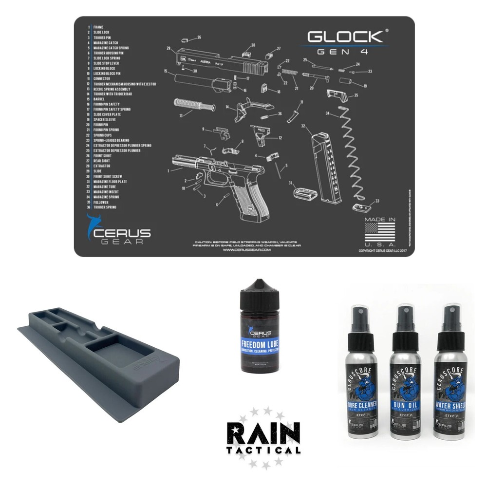 For GLOCK GEN 4 Cerus Gear Bench Mat – Parts Tray- CLP Gun Oil & Care Pack