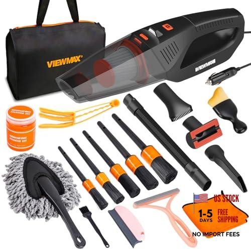 Car Cleaning Kit 19Pcs, Car Interior Detailing Kit with 12000PA High Orange