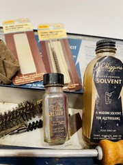 Vintage JC Higgins Gun Cleaning Kit Metal Case Sears Roebuck Bluer Solvent