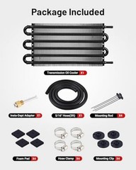 5/16″ Transmission Oil Cooler Tube and Fin Cooler Kit Universal 6 Pass Black