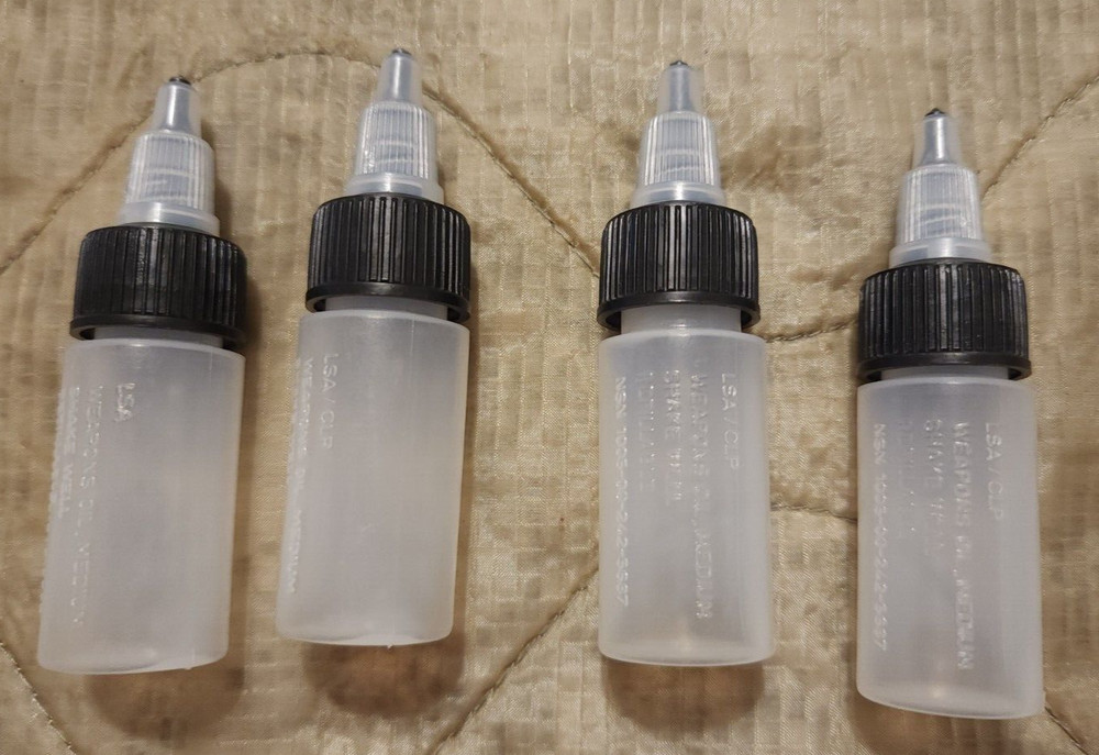 4 each LSA CLP 1/2 OZ Weapon Oil Bottles for Military Cleaning Kits