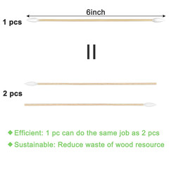 200 Pcs 6 Inch Gun Cleaning Cotton Swabs with Double Pointed Tips, Strong Bamboo
