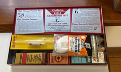 Vintage Outers Rifle Cleaning Kit – Red Metal Box w Rods & Brushes Excellent